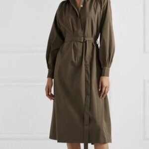 The Frankie Shop Lou Lou olive green shirt dress button up Size M